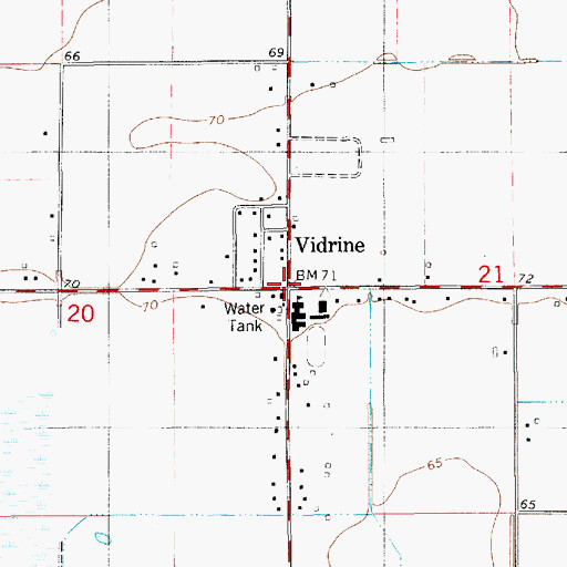 Topographic Map of Vidrine, LA