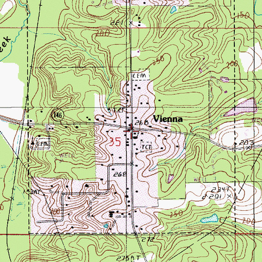 Topographic Map of Vienna, LA