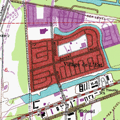 Topographic Map of Village de L'Est, LA