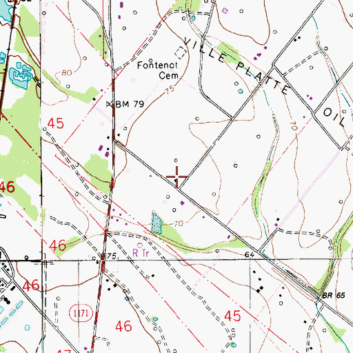Topographic Map of Ville Platte Oil and Gas Field, LA
