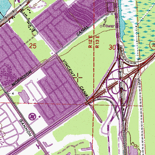 Topographic Map of Vincent Canal, LA