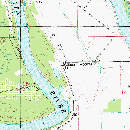 Topographic Map of Waco Church, LA