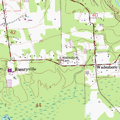 Topographic Map of Wadesboro Cemetery, LA