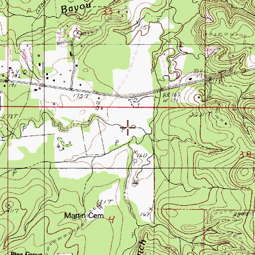 Topographic Map of Walker Branch, LA