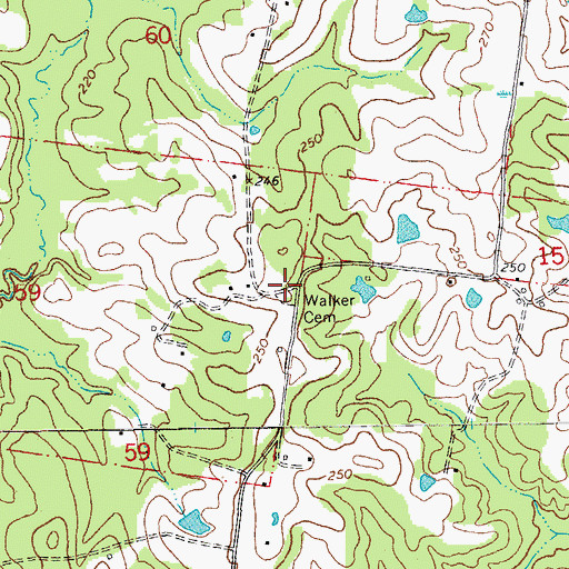 Topographic Map of Walker Cemetery, LA