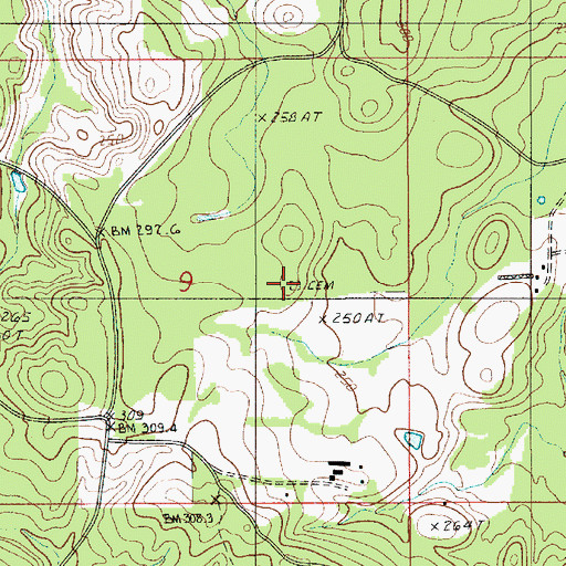 Topographic Map of Walker Cemetery, LA