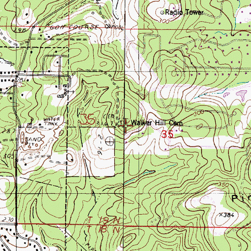 Topographic Map of Walker Hill Cemetery, LA
