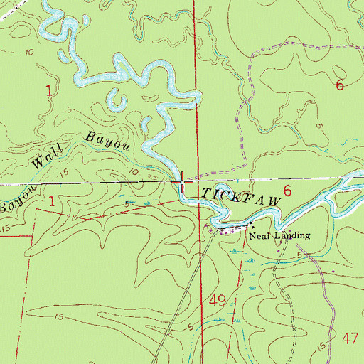 Topographic Map of Wall Bayou, LA