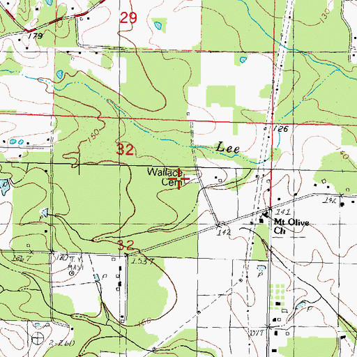 Topographic Map of Wallace Cemetery, LA