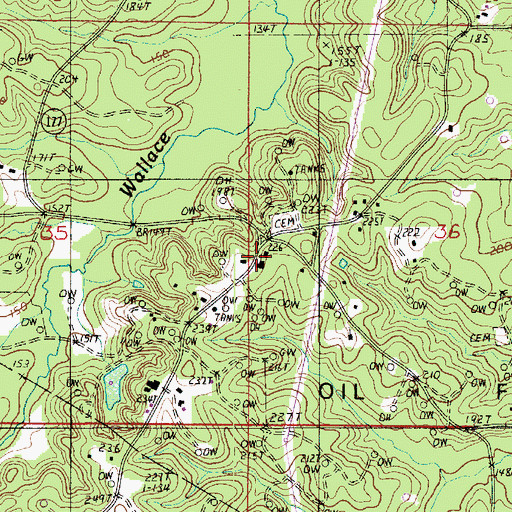 Topographic Map of Wallace Church, LA