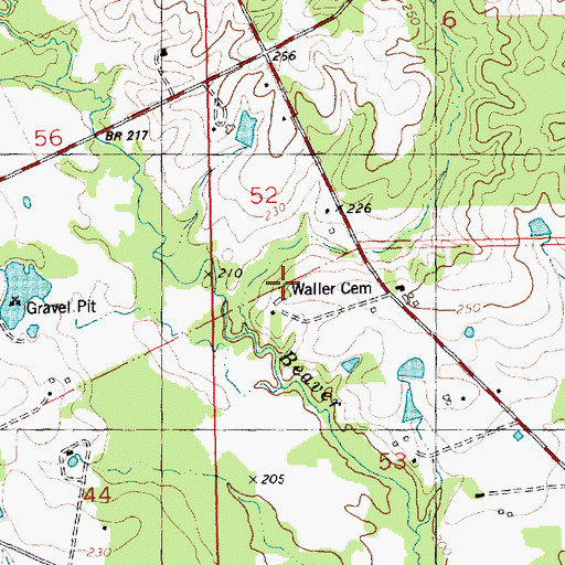 Topographic Map of Waller Cemetery, LA