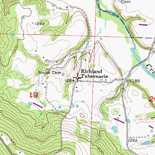 Topographic Map of Richland Tabernacle, AR