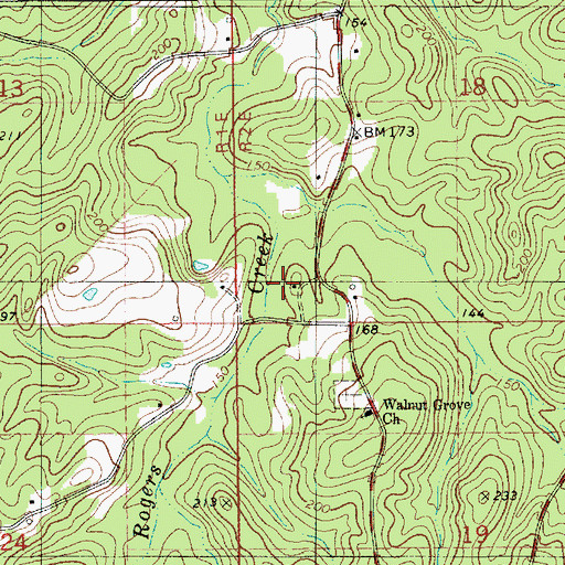 Topographic Map of Walnut Grove Church, LA