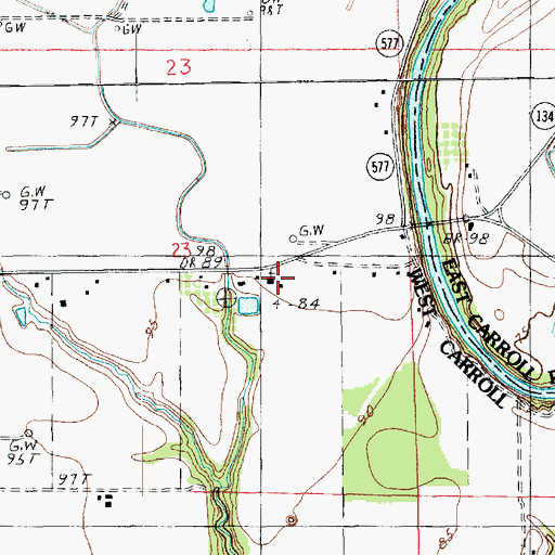 Topographic Map of Walnut Grove Church, LA