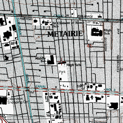 Topographic Map of Lutheran High School, LA