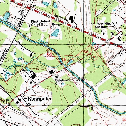 Topographic Map of Ward Creek, LA