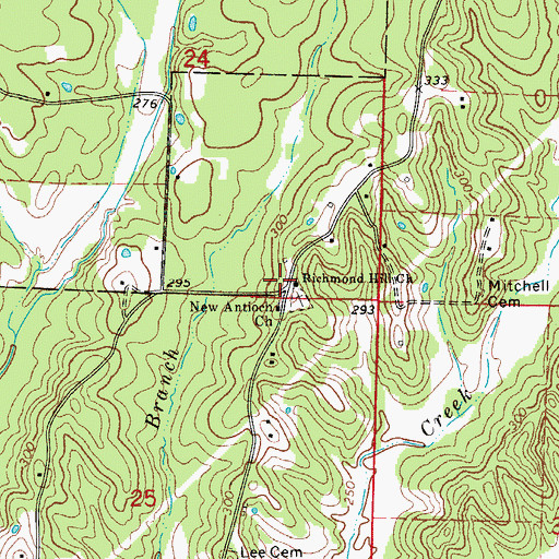 Topographic Map of Richmond Hill Church, AR