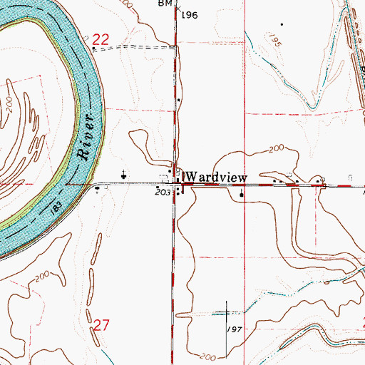 Topographic Map of Wardview, LA