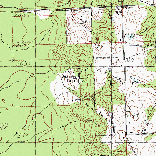 Topographic Map of Warner Cemetery, LA