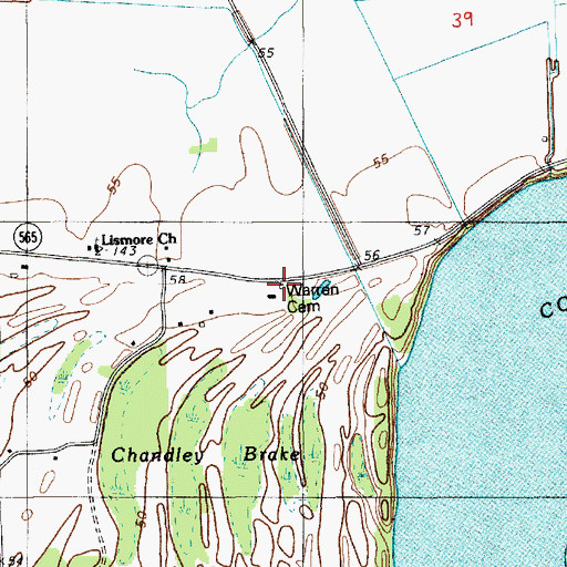 Topographic Map of Warren Cemetery, LA