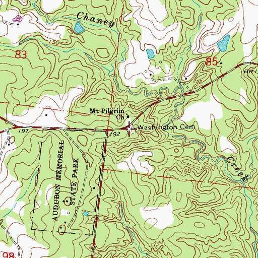 Topographic Map of Washington Cemetery, LA