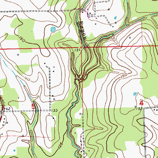 Topographic Map of Waterfall Bayou, LA