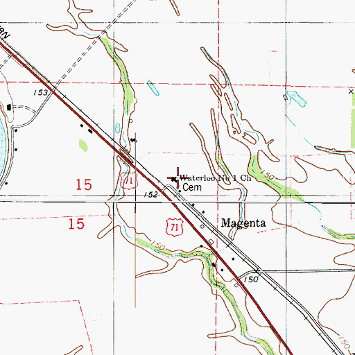 Topographic Map of Waterloo Number 1 Church, LA