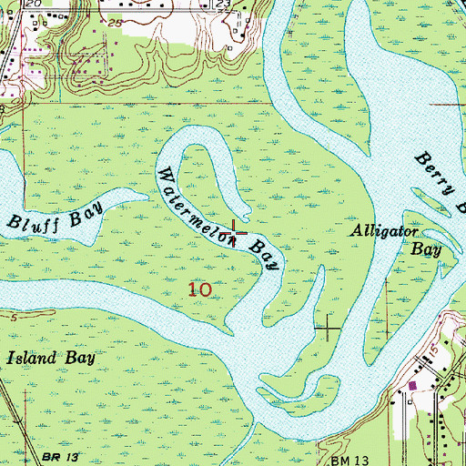 Topographic Map of Watermelon Bay, LA