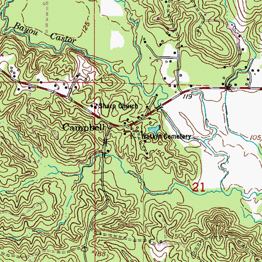 Topographic Map of Watkin Cemetery, LA