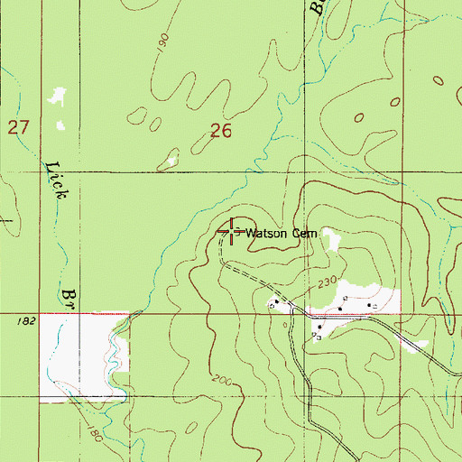 Topographic Map of Watson Cemetery, LA
