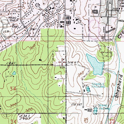Topographic Map of Calcote - Watts Cemetery, LA