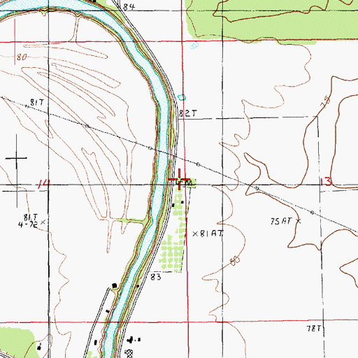 Topographic Map of Waverly Cemetery, LA