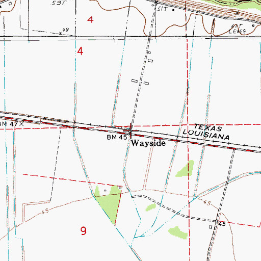 Topographic Map of Wayside, LA