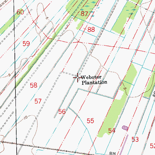 Topographic Map of Webster Plantation, LA
