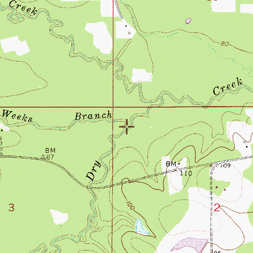 Topographic Map of Weeks Branch, LA