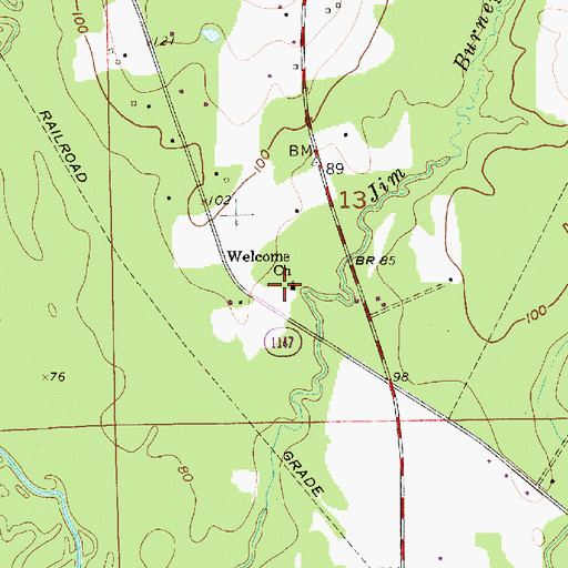 Topographic Map of Welcome Church, LA