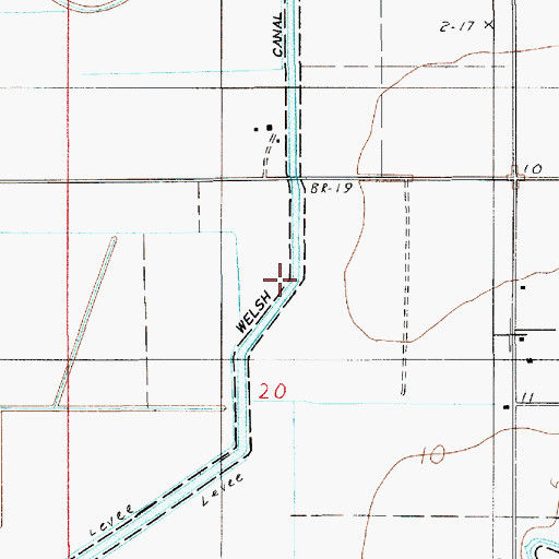 Topographic Map of Welsh Canal, LA