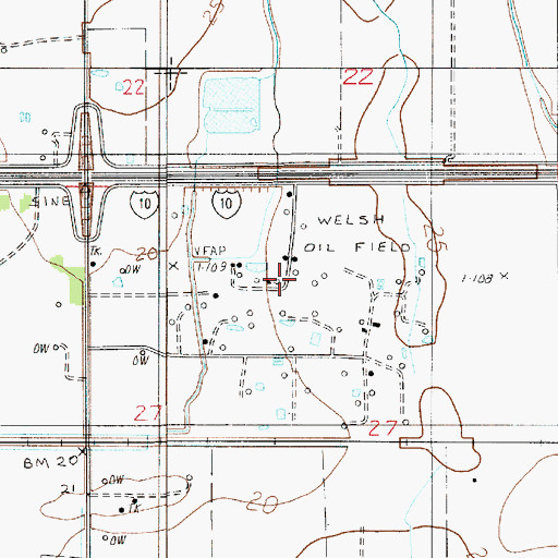 Topographic Map of Welsh Oil and Gas Field, LA