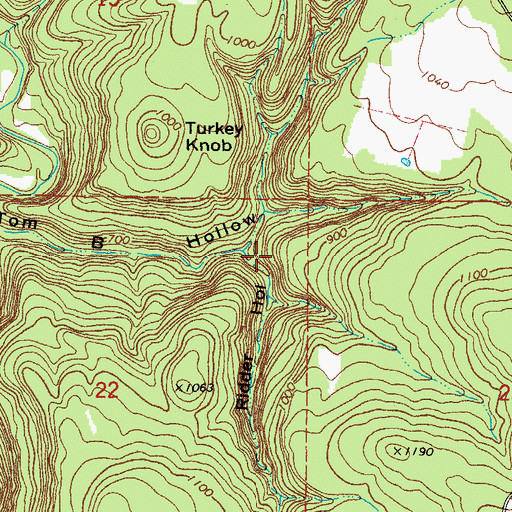 Topographic Map of Ridder Hollow, AR