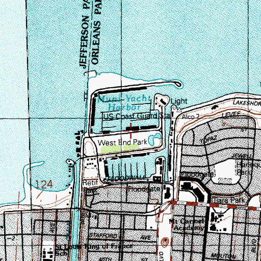 Topographic Map of West End Park, LA