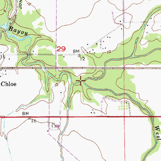 Topographic Map of West Fork English Bayou, LA