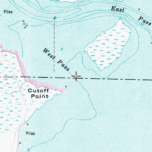 Topographic Map of West Pass Calcasieu River, LA