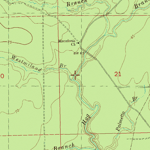 Topographic Map of Westmiland Branch, LA