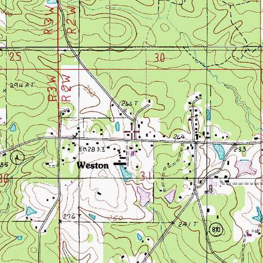 Topographic Map of Weston, LA