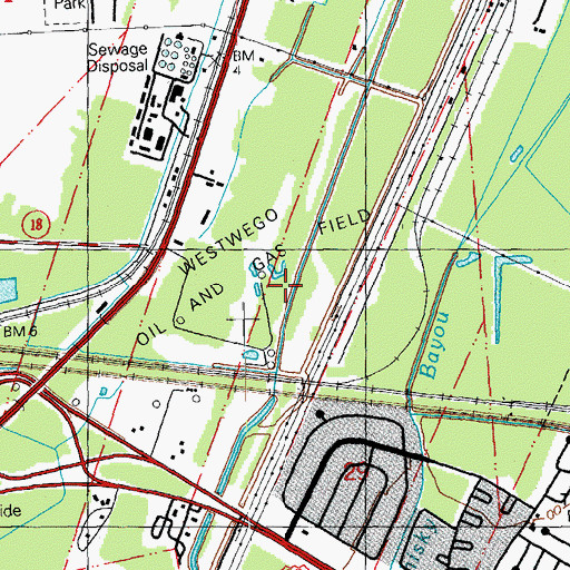 Topographic Map of Westwego Oil and Gas Field, LA