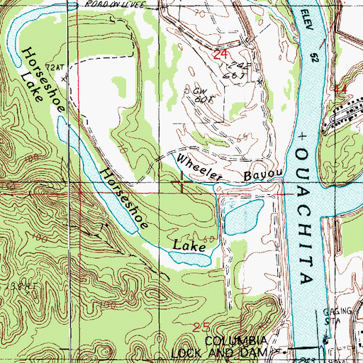 Topographic Map of Wheeler Bayou, LA