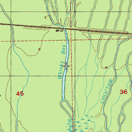 Topographic Map of Whisky Bay, LA