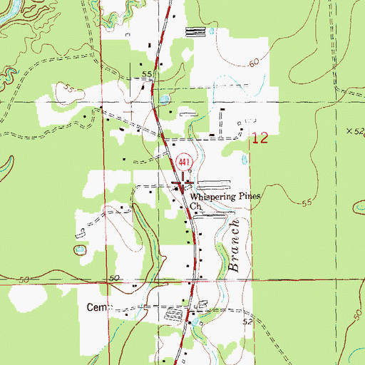 Topographic Map of Whispering Pines Church, LA