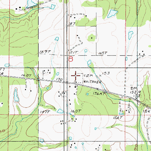 Topographic Map of Whitaker Cemetery, LA