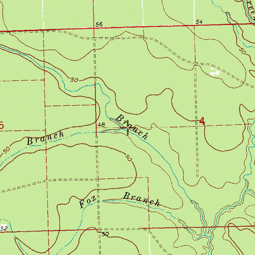 Topographic Map of White Oak Branch, LA